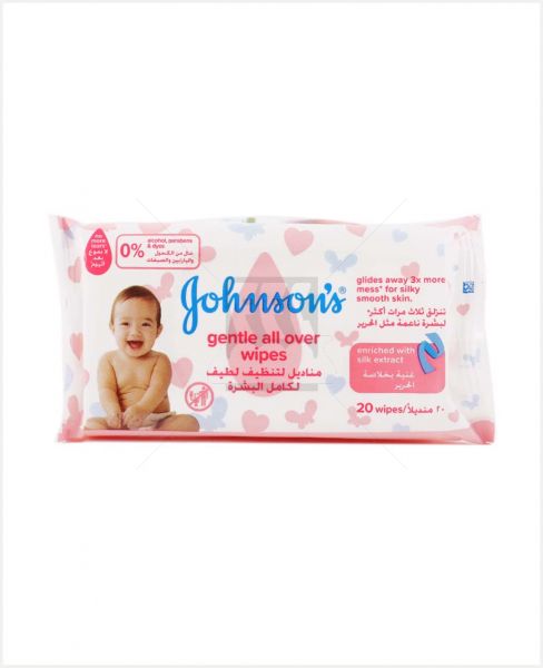 JOHNSON'S GENTLE  ALL OVER BABY WIPES 20S