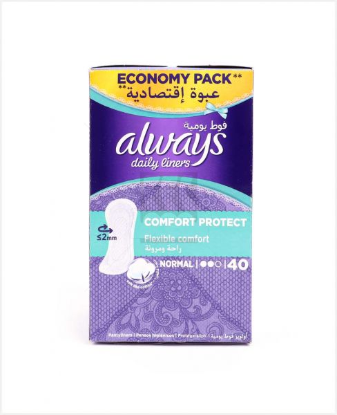 ALWAYS DAILY LINERS COMFORT PROTECT NORMAL 40'S #PA234-0