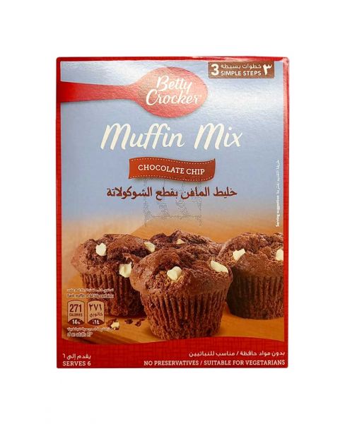 BETTY CROCKER CHOCOLATE CHUNK MUFFIN MIX W/MUFFIN CASES 335G