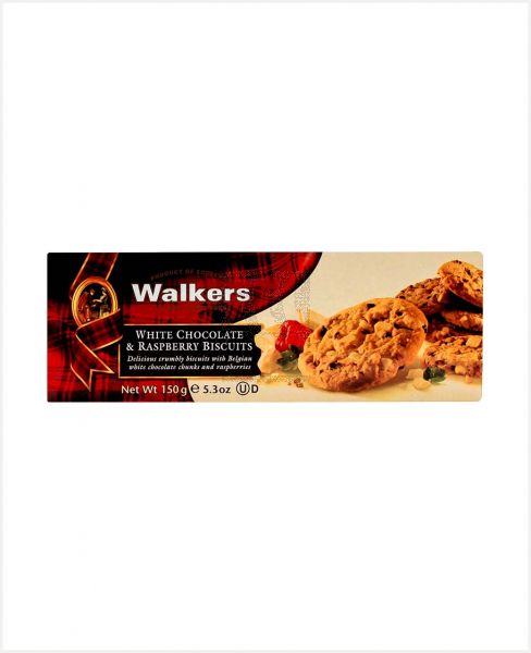 WALKERS WHITE CHOCOLATE AND RASBERRY BISCUITS 150GM