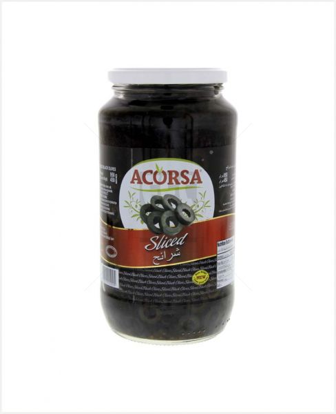 ACORSA SLICED BLACK OLIVES 450GM (NW 950GM)