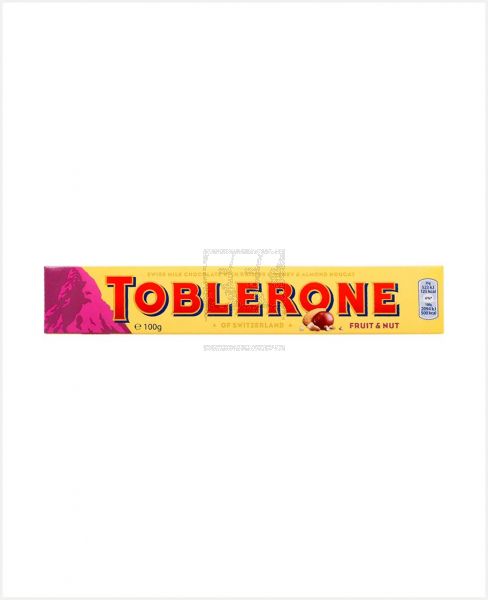 TOBLERONE FRUIT & NUT MILK CHOCOLATE 100GM