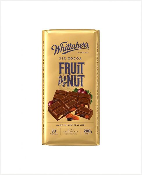 WHITTAKER'S FRUIT & NUT MILK CHOCOLATE BLOCK 200GM