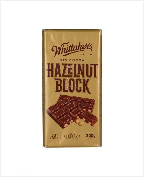 WHITTAKER'S HAZELNUT MILK CHOCOLATE BLOCK 200GM