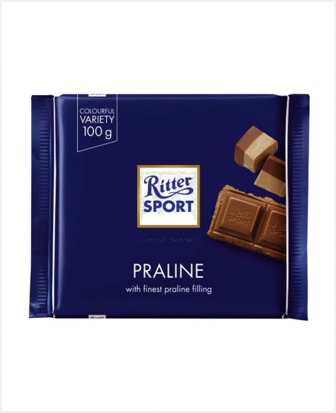 RITTER SPORT MILK CHOCOLATE W/ PRALINE 100GM