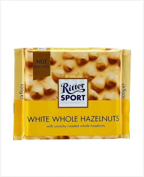 RITTER SPORT WHITE WHOLE HAZELNUTS 100GM