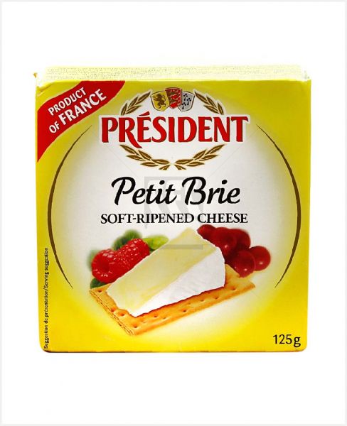 PRESIDENT PETIT BRIE SOFT-RIPENED CHEESE TIN 125GM