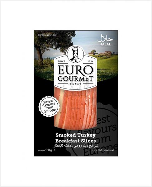 EURO GOURMET SLICED SMOKED TURKEY RASHERS 130GM