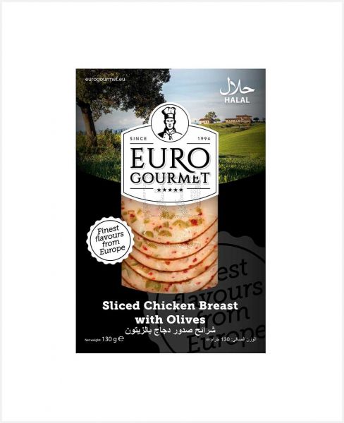 EURO GOURMET SLICED CHICKEN BREAST WITH OLIVES 130GM