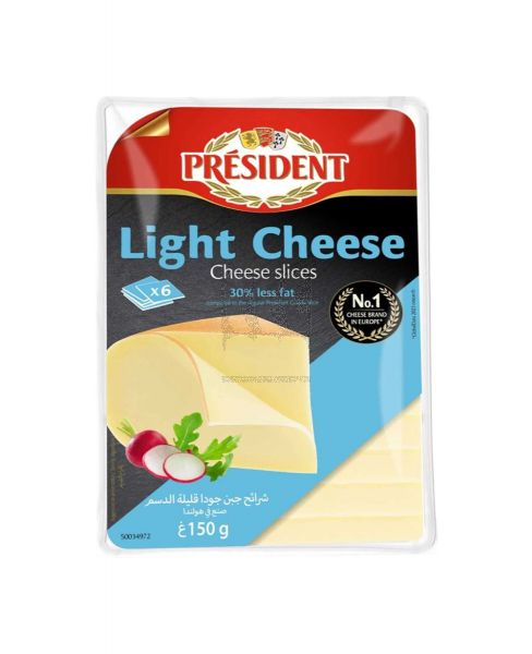 PRESIDENT LIGHT GOUDA CHEESE SLICES 150GM