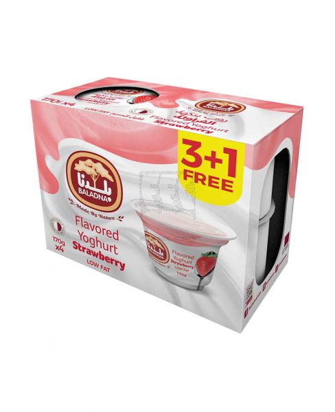 BALADNA FLAVORED YOGHURT STRAWBERRY 170GM (3+1)
