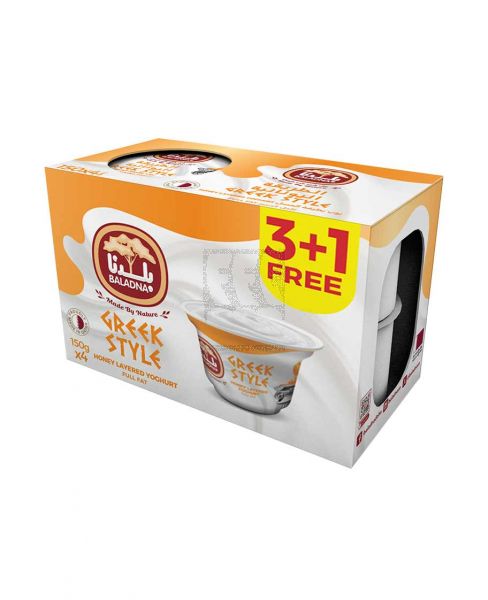 BALADNA GREEK STYLE HONEY LAYERED YOGHURT 150GM (3+1)