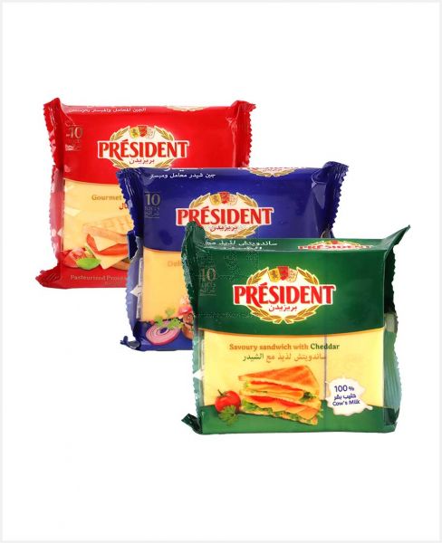 PRESIDENT SLICE CHEESE ASSORTED 3SX200GM PROMO