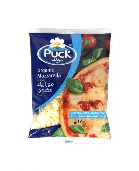 PUCK ORGANIC SHREDDED MOZZARELLA CHEESE 180GM