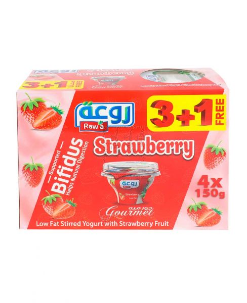 RAWA LF STRAWBERRY YOGHURT WITH FRUITS 150GM 3+1 FREE