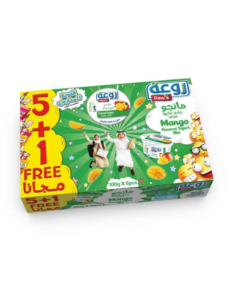 RAWA FLAVORED YOGHURT MANGO LOW FAT 100GM 5+1 FREE