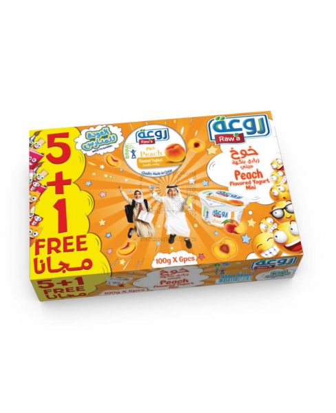 RAWA FLAVORED YOGHURT PEACH LOW FAT 100GM 5+1 FREE