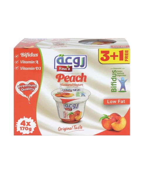 RAWA FLAVORED YOGHURT PEACH 170GM 3+1 FREE
