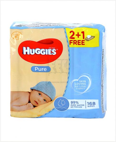 HUGGIES PURE BABY WIPES 56PCS 2+1FREE