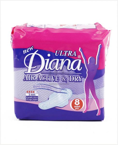 DIANA ULTRA AIR ACTIVE & DRY NAPKIN W/ WINGS SUPER 8PCS