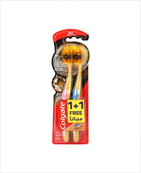 COLGATE 360 CHARCOAL GOLD TOOTHBRUSH 1+1 FREE