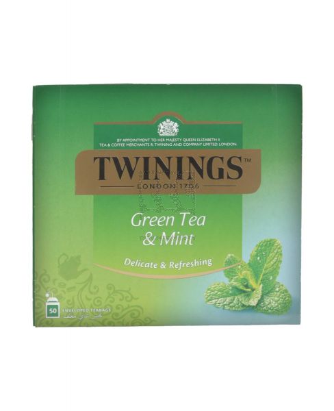 TWININGS GREEN TEA & MINT (50BAGSX1.5GM)75GM