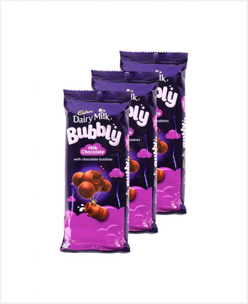 CADBURY DAIRY MILK BUBBLY MILK CHOCOLATE 3SX87GM @15%OFF
