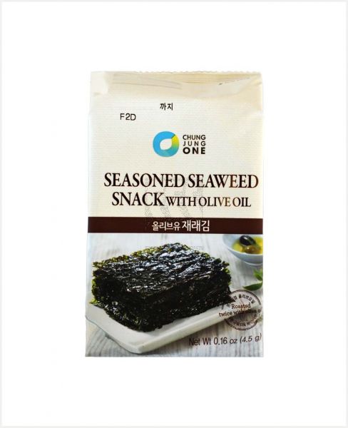 CHUNG JUNG ONE SEASONED SEAWEED SNACK W/OLIVE OIL 4.5GM