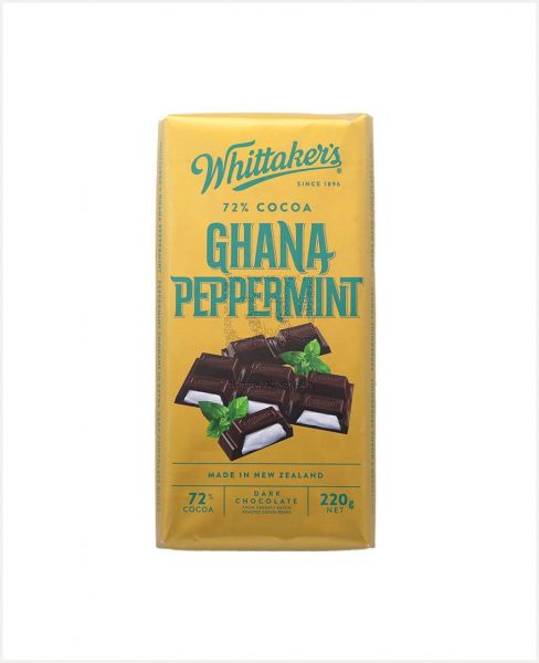 WHITTAKER'S DARK CHOCOLATE GHANA PEPPERMINT 220GM