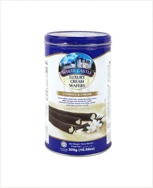 WHITE CASTLE LUXURY CREAM WAFERS COOKIES AND CREAM 300GM