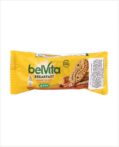 BELVITA BREAKFAST BISCUITS HONEY & NUTS WITH CHOC CHIPS 50GM