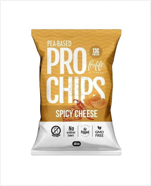 PROLIFE PEA BASED PRO CHIPS SPICY CHEESE 60GM