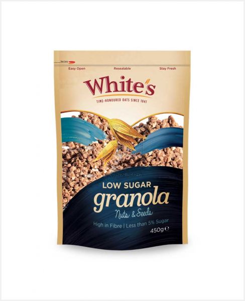 WHITE'S LOW SUGAR GRANOLA NUTS & SEEDS 450GM
