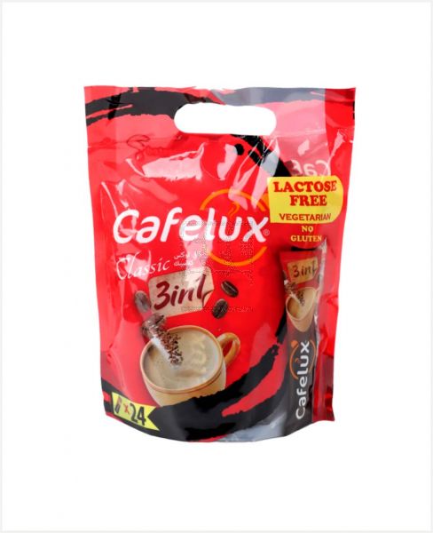 CAFELUX CLASSIC 3IN1 GLUTEN FREE INSTANT COFFEE 18GM