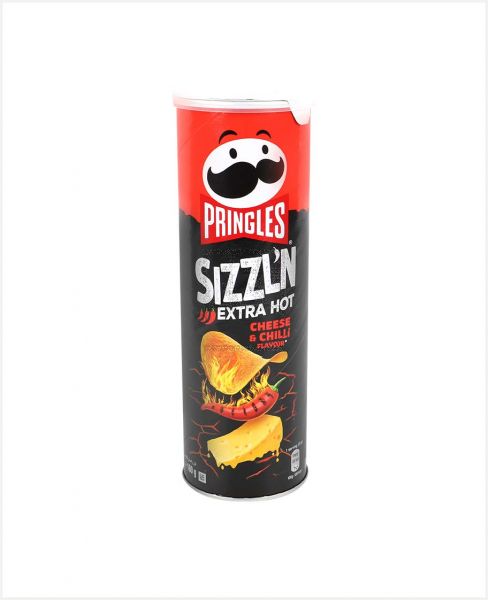 PRINGLES SIZZL'N EXTRA HOT CHEESE &CHILLI FLAVOR CHIPS 160GM