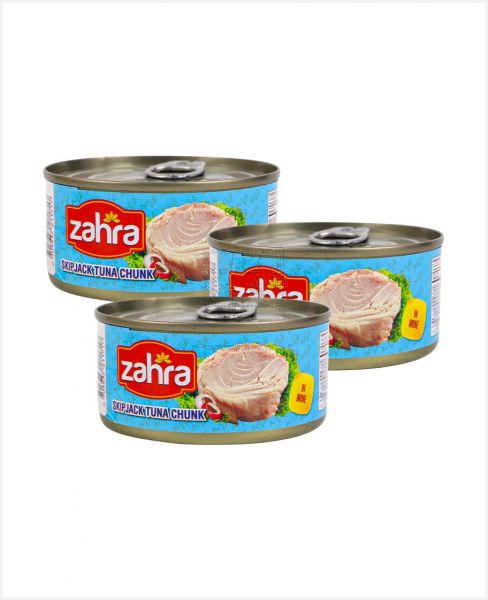 ZAHRA SKIPJACK TUNA CHUNK IN BRINE 3SX170GM PROMO