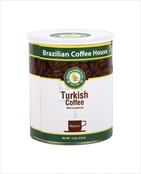 BRAZILIAN COFFEE HOUSE TURKISH COFEE W/CARDAMOM MEDIUM 250GM