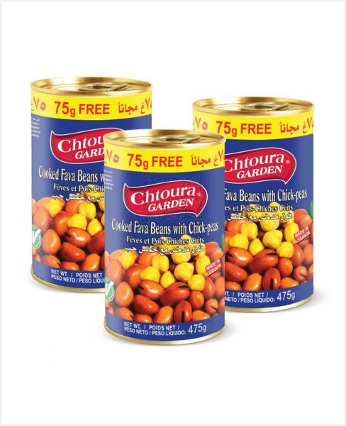 CHTOURA FOODS COOKED FAVA BEANS W/ CHICKPEAS 3X475G @S.OFFER