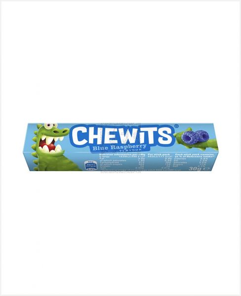 CHEWITS BLUE RASPBERRY FLAVOUR CHEWY SWEETS 30GM