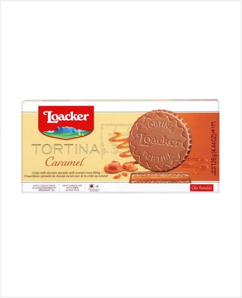 LOACKER TORTINA CARAMEL MILK CHOCOLATE 126GM