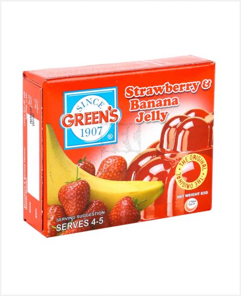 GREEN'S STRAWBERRY & BANANA JELLY MIX 85GM