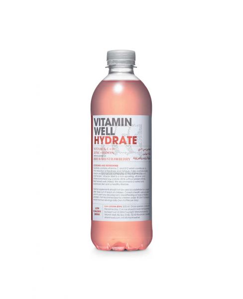 VITAMIN WELL HYDRATE RHUBARB/STRAWBERRY DRINK 500ML