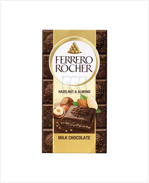 FERRERO ROCHER HAZELNUT & ALMOND MILK CHOCOLATE 90GM