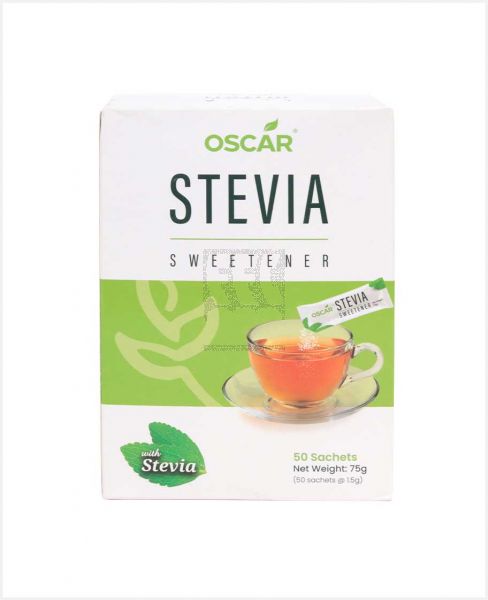 OSCAR STEVIA SWEETENER 50 SACHETS 75GM