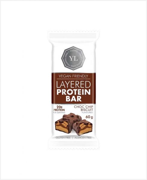 YOUTHFUL LIVING CHOC CHIP BISCUIT FLAVOURED PROTEIN BAR 60GM