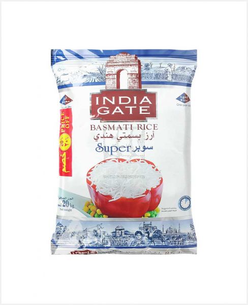 INDIA GATE SUPER BASMATI RICE 20KG @20% OFF