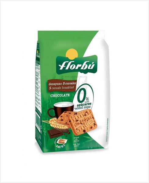 FLORBU 5 CEREALS BISCUITS CHOCOLATE NO ADDED SUGAR 400GM