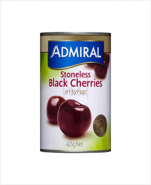 ADMIRAL STONELESS BLACK CHERRIES IN SYRUP 425GM