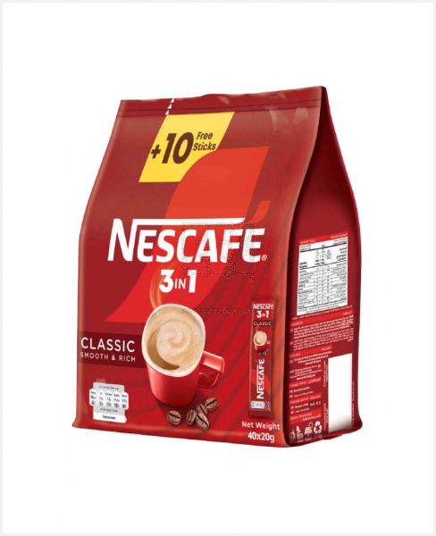 NESCAFE 3IN1 CLASSIC COFFEE (POUCH) 20GM 30+10FREE