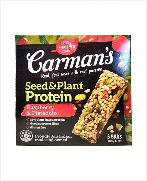 CARMAN'S SEED & PLANT PROTEIN RASPBERRY & PISTACHIO 150GM